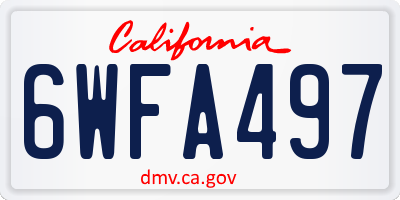 CA license plate 6WFA497