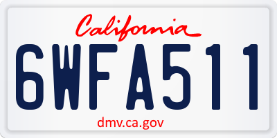 CA license plate 6WFA511