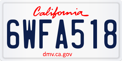 CA license plate 6WFA518