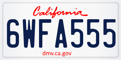 CA license plate 6WFA555