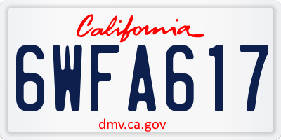 CA license plate 6WFA617