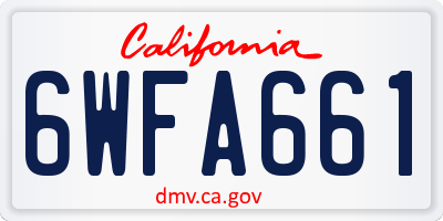 CA license plate 6WFA661