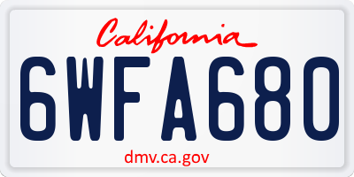 CA license plate 6WFA680
