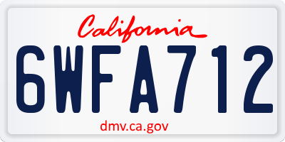 CA license plate 6WFA712