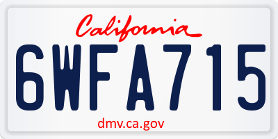 CA license plate 6WFA715
