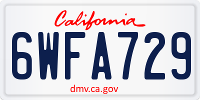 CA license plate 6WFA729