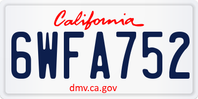 CA license plate 6WFA752