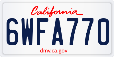 CA license plate 6WFA770