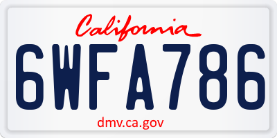 CA license plate 6WFA786
