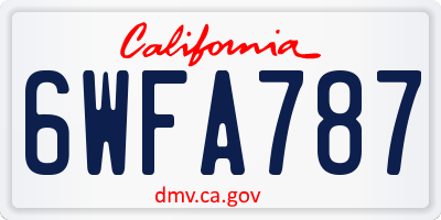 CA license plate 6WFA787