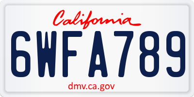 CA license plate 6WFA789