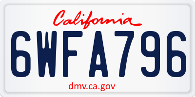 CA license plate 6WFA796