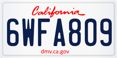 CA license plate 6WFA809