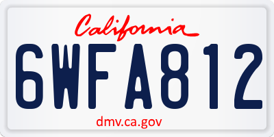 CA license plate 6WFA812