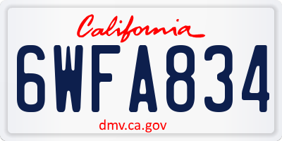 CA license plate 6WFA834