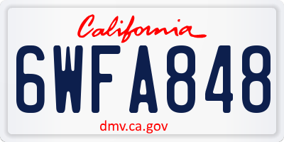 CA license plate 6WFA848