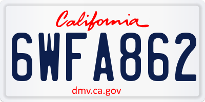 CA license plate 6WFA862