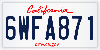 CA license plate 6WFA871