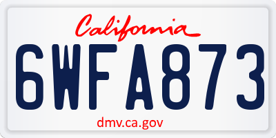 CA license plate 6WFA873