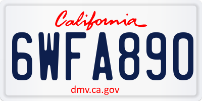 CA license plate 6WFA890