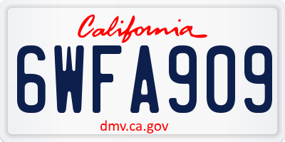 CA license plate 6WFA909