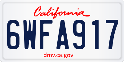 CA license plate 6WFA917