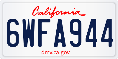 CA license plate 6WFA944