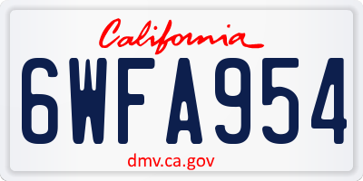 CA license plate 6WFA954