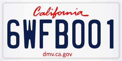 CA license plate 6WFB001