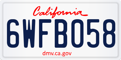 CA license plate 6WFB058