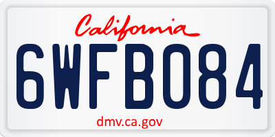 CA license plate 6WFB084