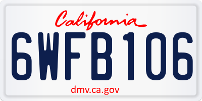 CA license plate 6WFB106