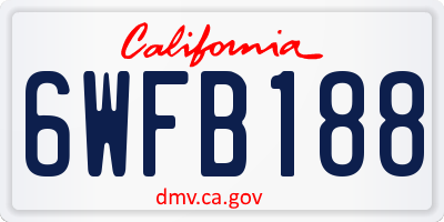 CA license plate 6WFB188