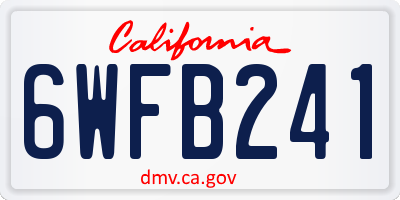 CA license plate 6WFB241