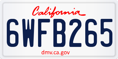 CA license plate 6WFB265