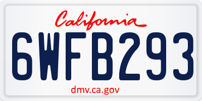 CA license plate 6WFB293