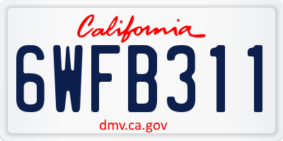 CA license plate 6WFB311