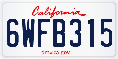 CA license plate 6WFB315