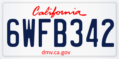 CA license plate 6WFB342