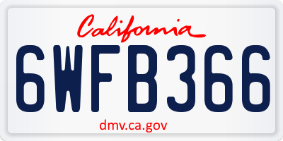 CA license plate 6WFB366
