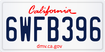 CA license plate 6WFB396