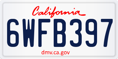 CA license plate 6WFB397