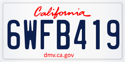 CA license plate 6WFB419