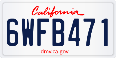 CA license plate 6WFB471