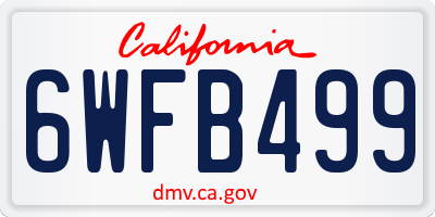 CA license plate 6WFB499