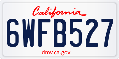 CA license plate 6WFB527