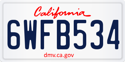 CA license plate 6WFB534