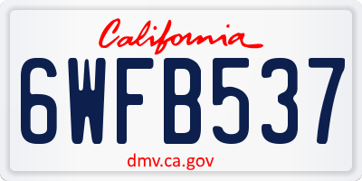 CA license plate 6WFB537