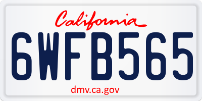 CA license plate 6WFB565