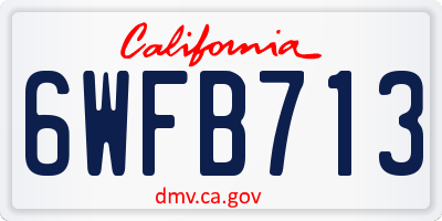 CA license plate 6WFB713